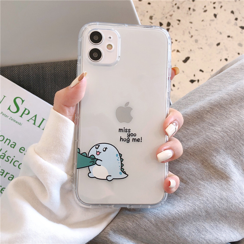 Cartoon Fruit Couple Compatible With 13 Little Dinosaur IPhone 11 15 Pro Soft Case Transparent 14 Women's Model_voghion.com