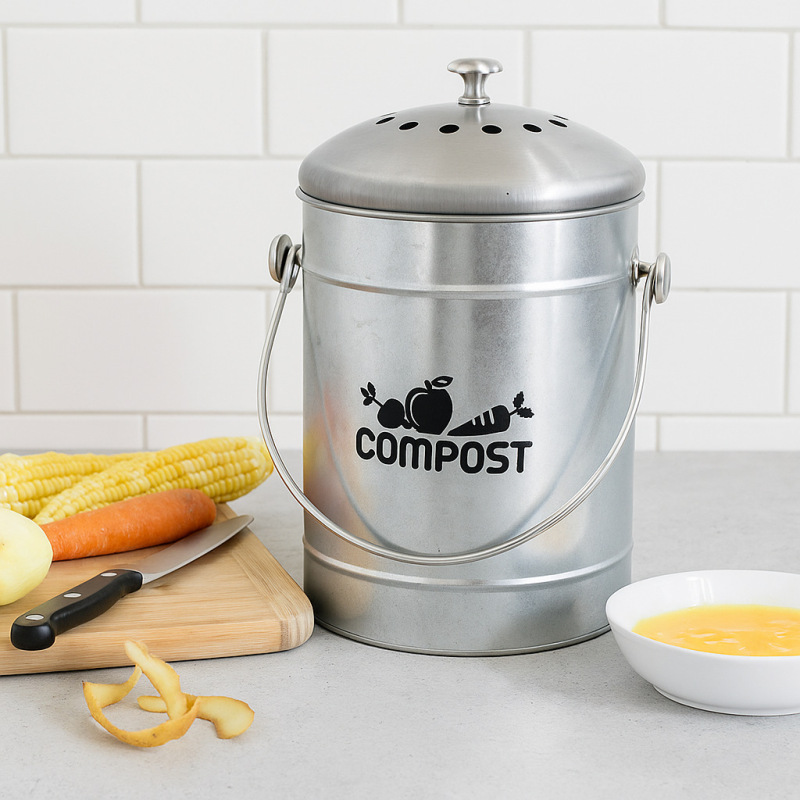 Farmhouse Kitchen Countertop Compost Bin with Lid and Activated Carbon Filter Cotton Indoor Countertop Galvanized Iron Compost Bin Farmhouse Kitchen Countertop Compost Bin with Lid and Activated Carbon Filter Cotton Indoor Countertop Galvanized Iron Compost Bin