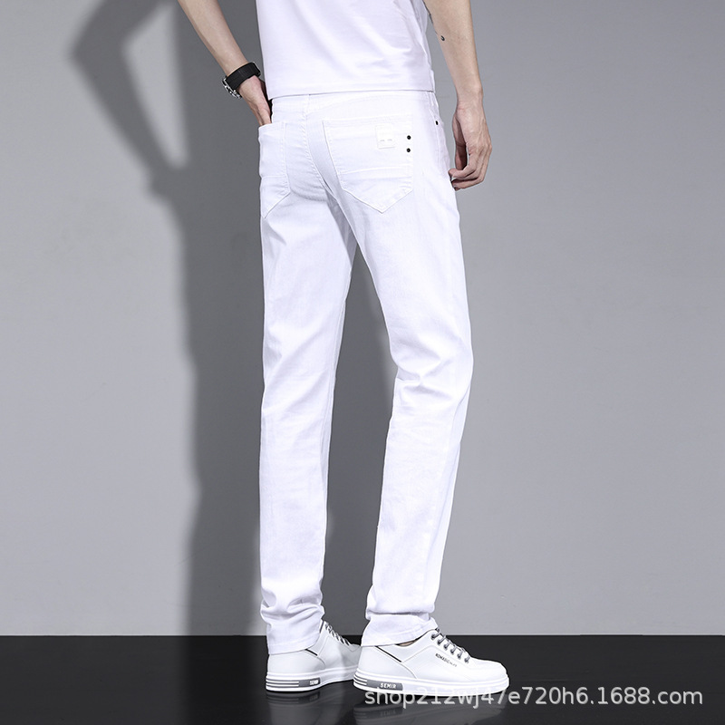 Classic Pure White Men's Casual Pants, Cross-Border Hot-Selling Men's Slim-Fit Multi-Color Jeans, the Best Choice for Fashionistas
