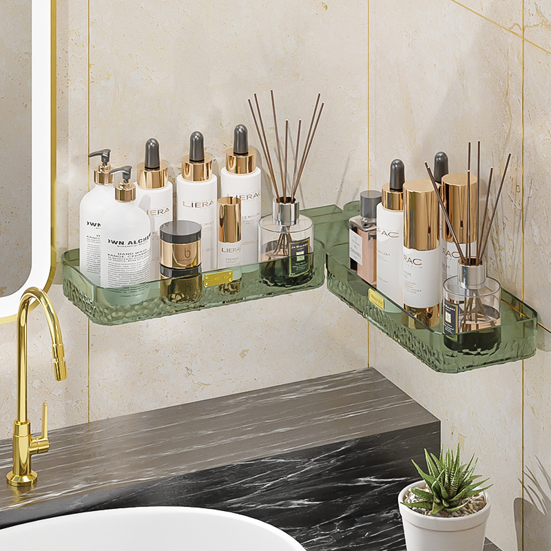 [Estante de almacenamiento de esquina engrosado] lavabo sin perforar estante de esquina de baño estante de almacenamiento de baño estante montado en la pared