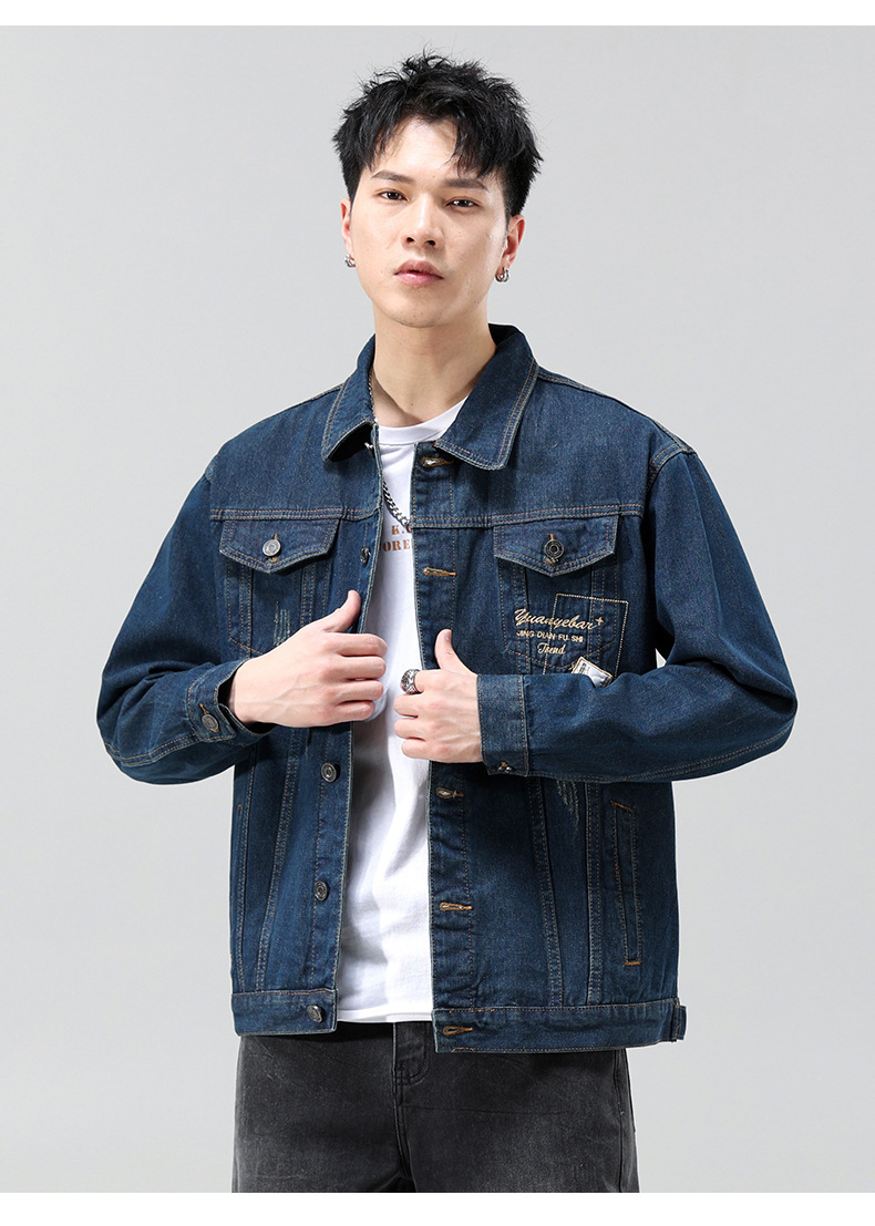 Men's Denim Jacket For Men Korean Style Trendy Workwear Spring_voghion.com
