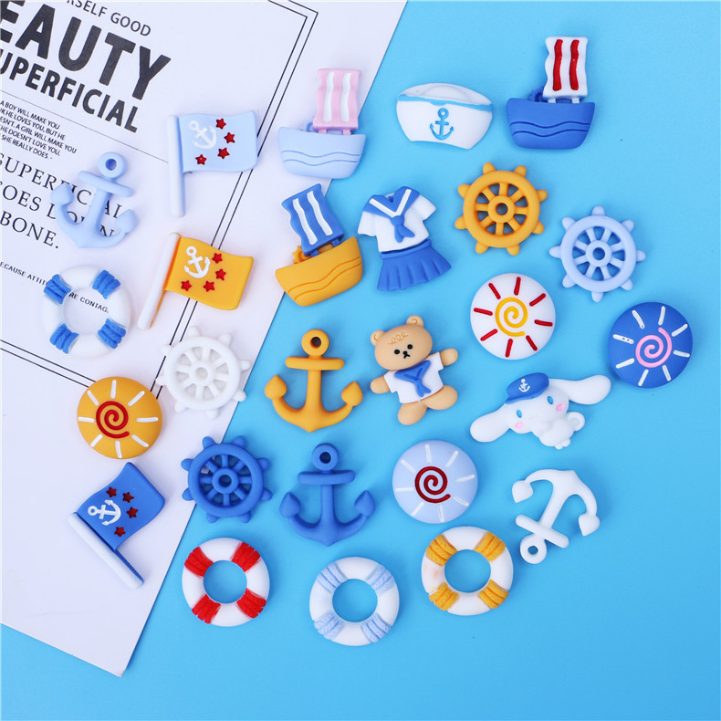 Directo de fábrica nueva serie océano dibujos animados pegamento crema epoxi DIY hecho a mano creativo pequeña joyería accesorios al por mayor