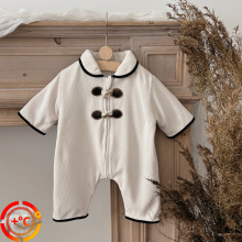 【加厚灯芯绒】婴儿牛角扣爬服宝宝连体衣秋冬外穿儿童拉链连体服
