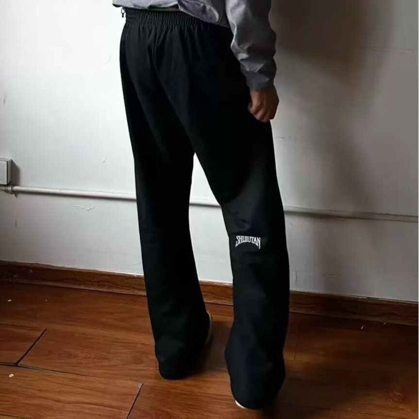 Pantalones deportivos de transporte de dopamina azul de mosquito americano para hombres y mujeres, pantalones casuales de estilo de cuchillo relajado y recto