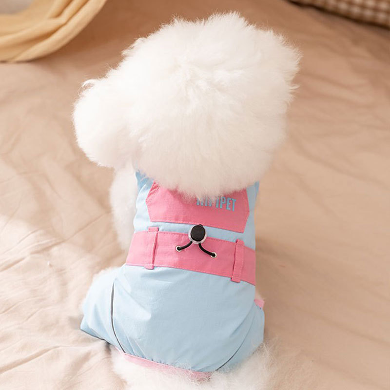 25年新作 犬用四足つなぎパンツ 防水防風 秋冬のお出かけ用 テディペット犬服|undefined