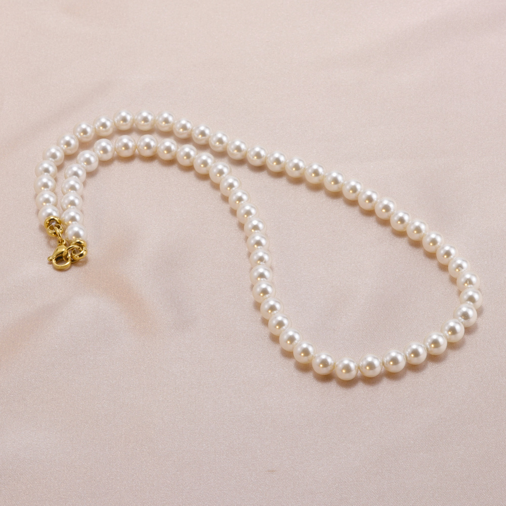 Pearl Shell Beaded Stainless Steel Necklace
