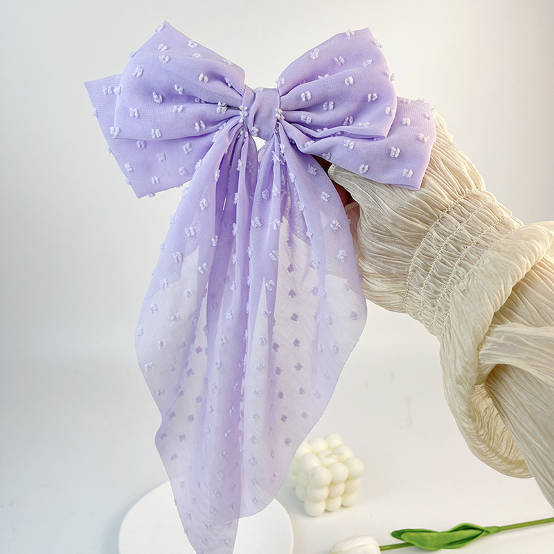 27g Weight Hair Clip Hair Accessories Type 1 Piece Quantity Daily, Street Occasion Chiffon Material Bow Knot Pattern Women's Gender Handmade Design Simple Style Style Women's Simple Style Bow Knot Chiffon Handmade Hair Clip 13
