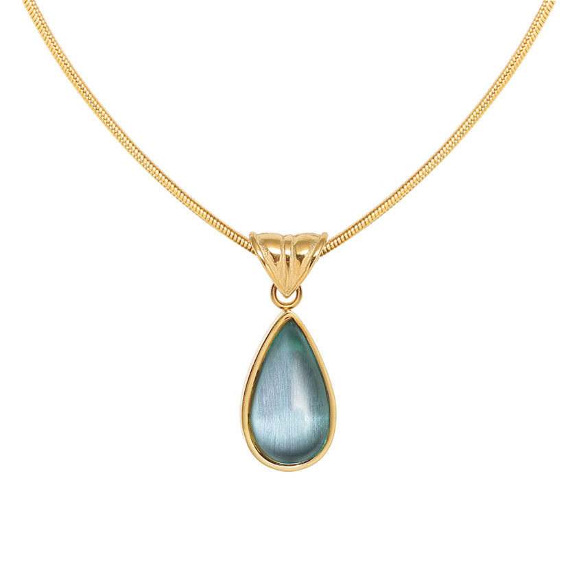 Water Droplets Pattern Women's Gender Wholesale Elegant Water Droplets Titanium Steel Inlay Zircon Pendant Necklace