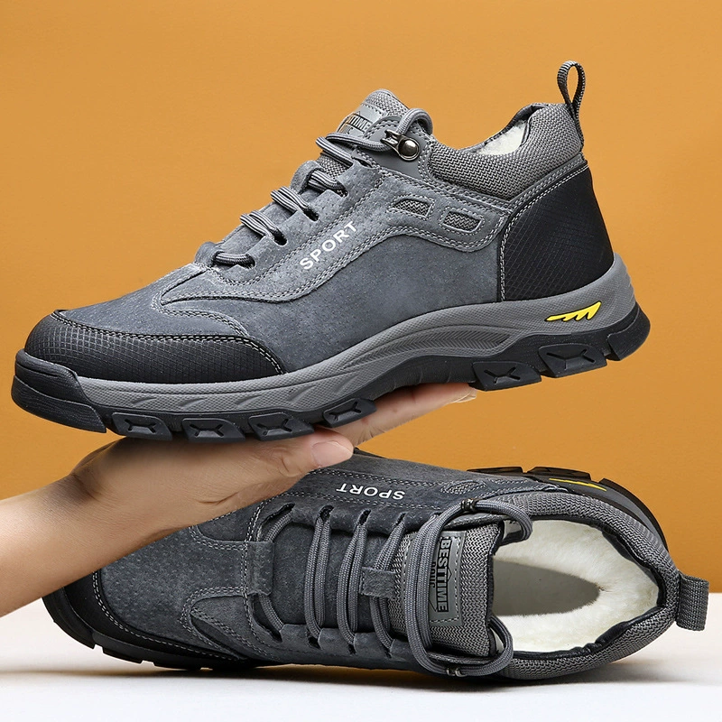 Новая зимняя мужская повседневная обувь на хлопковой подкладке, меховая Встроенная флисовая подкладка, толстые теплые Нескользящие уличные зимние сапоги из натуральной шерсти