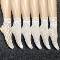 Summer Mesh Fishnet Sexy Black Stockings for Women, European and American Style Thin Floral Patterned Hosiery Set