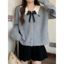 秋冬新款套装奶fufu慵懒风学院风翻领毛衣女森系百褶半身裙两件套