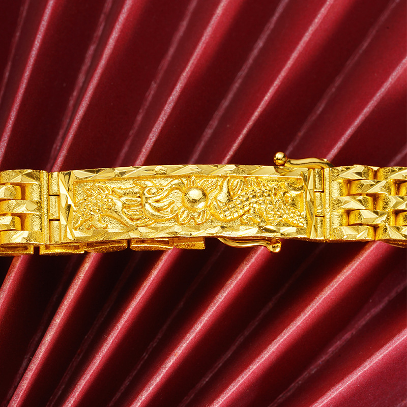 Brazalete en relieve de dragón de oro de Vietnam no se desvanecerá joyas de mano de verano masculinas accesorios Yiwu no se desvanecerán al por mayor