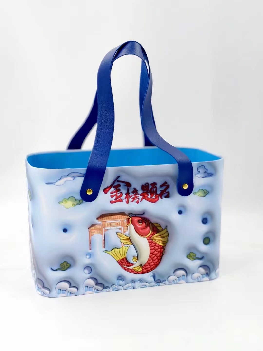 Портативная коробка; золотой список заголовка синего цвета; большой размер 28*15*18 см