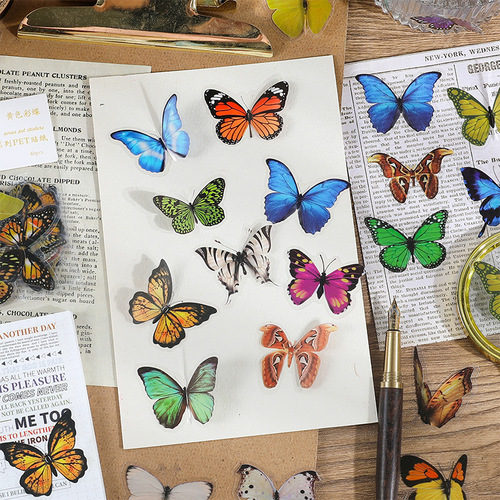 PET sticker pack Butterfly Manor series handbook diary DIY decorative material pattern transparent waterproof stickers
