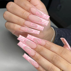 Elegant Ballet-Style Pink French Nails with a Sweet, Delicate Texture – Long European/American-Style False Nails for Valentine's Day Nail Art