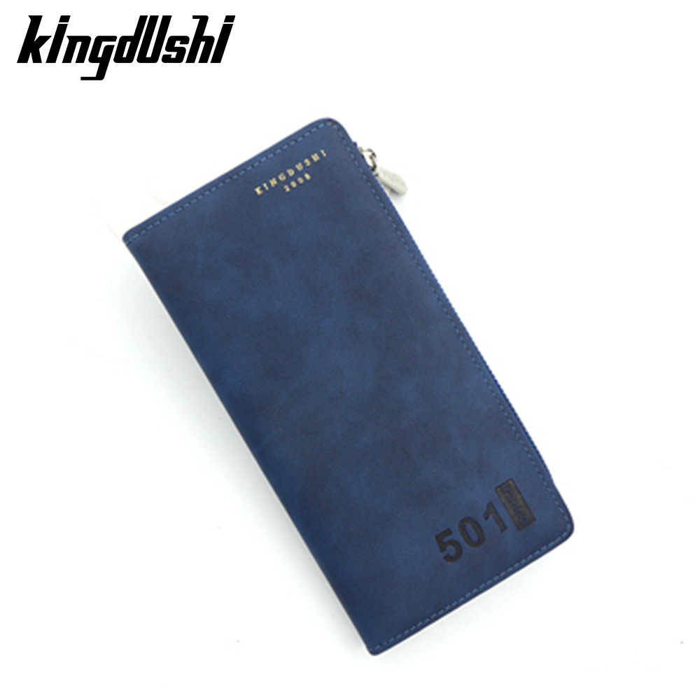 Nuevo bolso largo de hombre simple cuero esmerilado bolso de tarjeta de tarjeta bolso lateral con cremallera bolso largo de hombre al por mayor