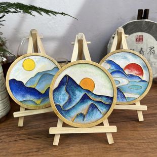 Cloisonné Qianli Jiangshan Coaster Filigree Enamel Painting DIY Novice Entry Material Package Intangible Cultural Heritage Handmade Gift
