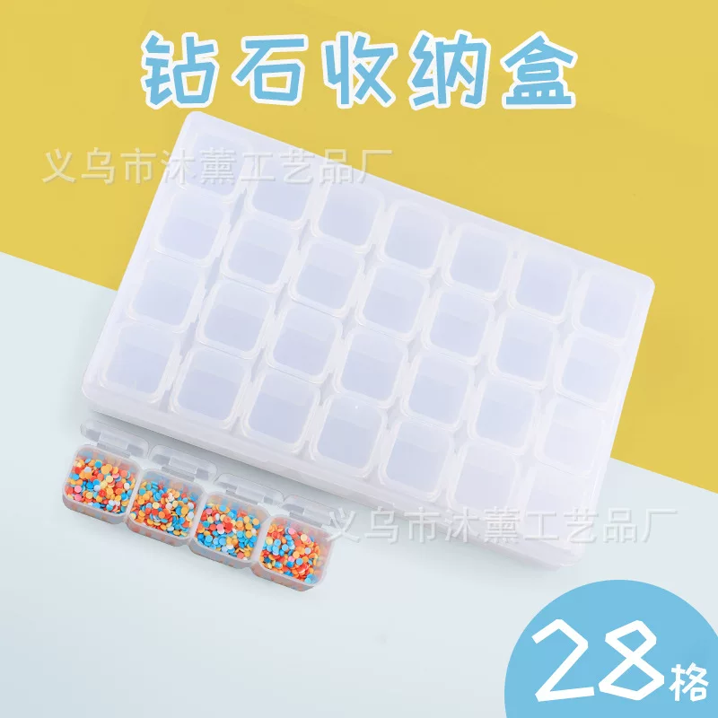 Manicure tools set for manicure, storage box, plastic accessory, ring, earrings, 28 cells