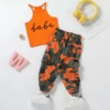 Camouflage tank top sleevless with letters, summer trousers, fashionable set, season 2021, European style, wholesale