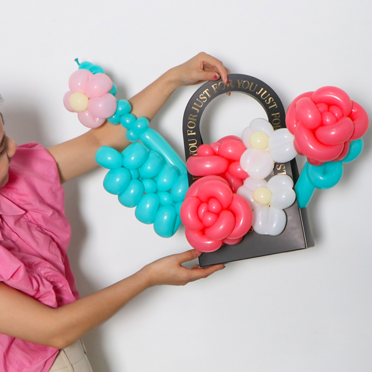 Flor globo flor empuje al por mayor vacaciones diseño escena modelado látex largo tejido flor globo