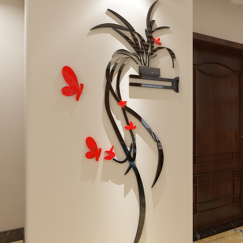 Decorative 3d Acrylic Wall Sticker Romantic Chlorophytum For Living Room_voghion.com