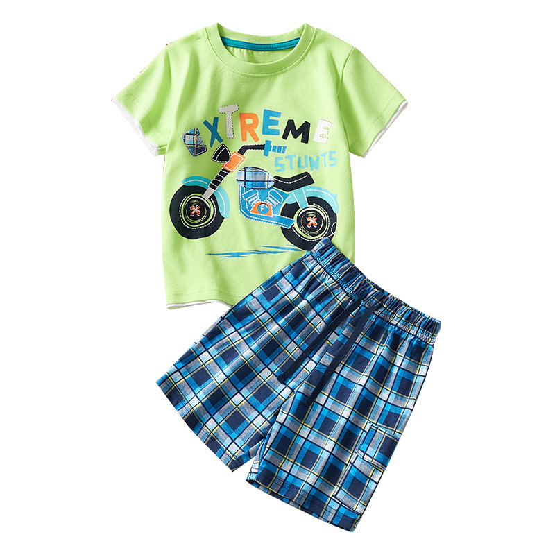 Mintman verde niño conjunto de mangas cortas 2025, verano nuevo pantalones a cuadros para niños, pantalones cortos para bebés de hombre europeos y estadounidenses image 7