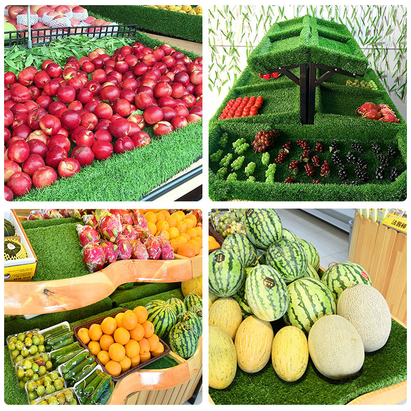 Césped artificial Longmai para fruterías, decoración verde para estantes de supermercados, tapete para verduras y productos frescos que no suelta residuos.