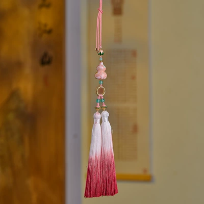 Car hanging | Car Interior Decoration Ancient Style - pink-lacquered-gourd-double-tassel-pendant