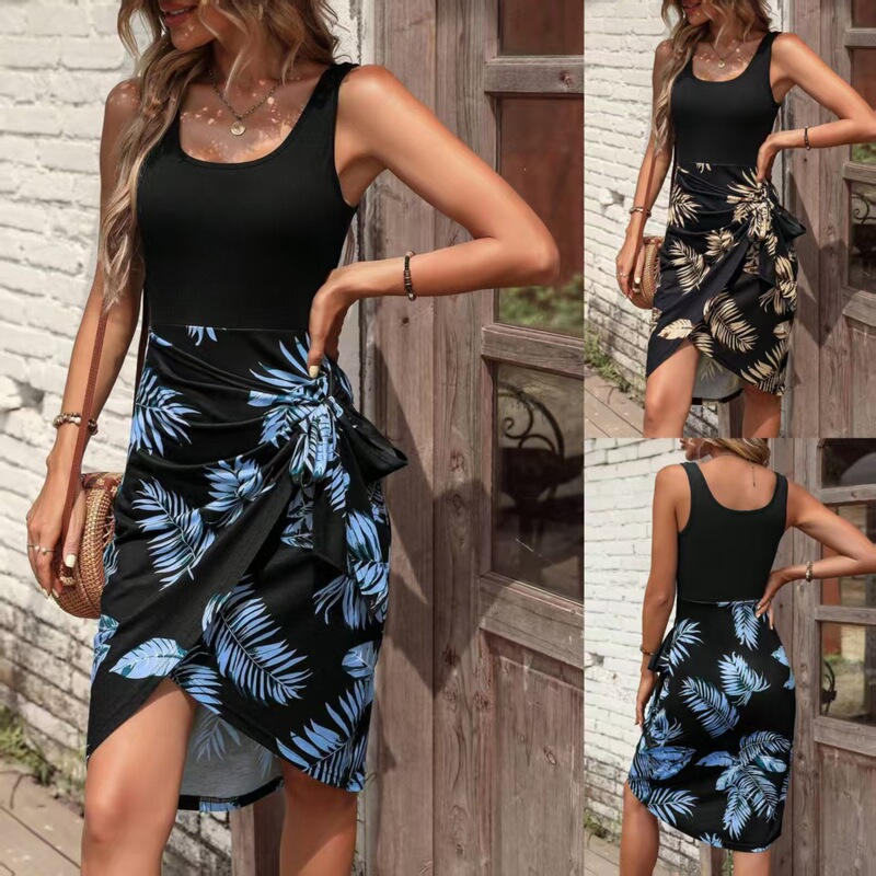 2026 Summer Aliexpress Cross-Border European and American Women's Fashion Independent Website Tropical Print Dress Beach Vacation Style 2026 Summer Aliexpress Cross-Border European and American Women's Fashion Independent Website Tropical Print Dress Beach Vacation Style