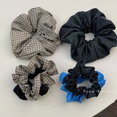 韓系布芸格紋大腸髪輪女高級感頭輪髪ひも低馬尾頭ひも怠惰風髪飾り新製品