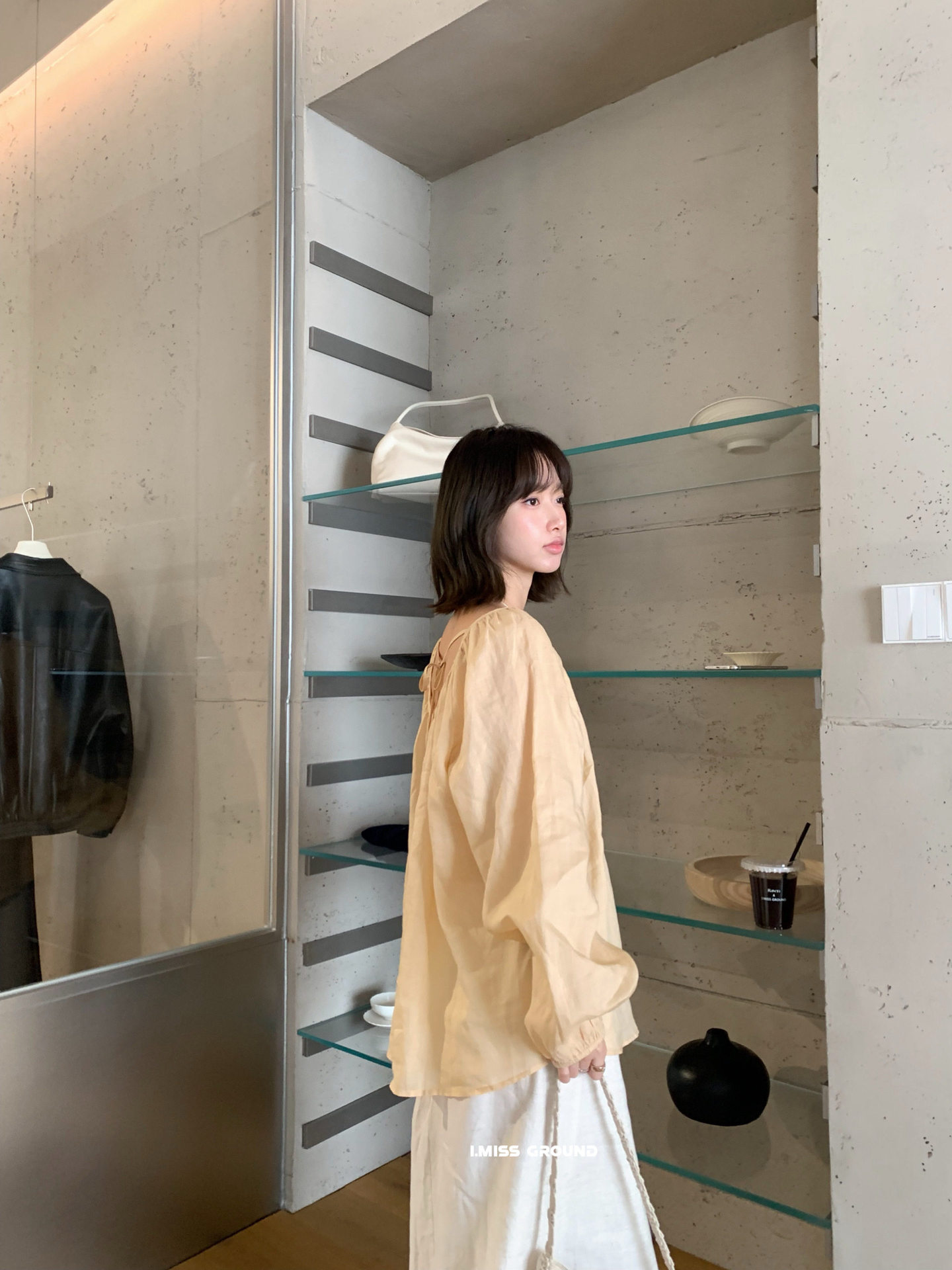 Áo sơ mi nữ tay lửng chất liệu ramie thoáng mát phong cách Pháp — trắng ngà, hồng nhạt, Bột cam, Vàng nhạtcolor chi tiết 26