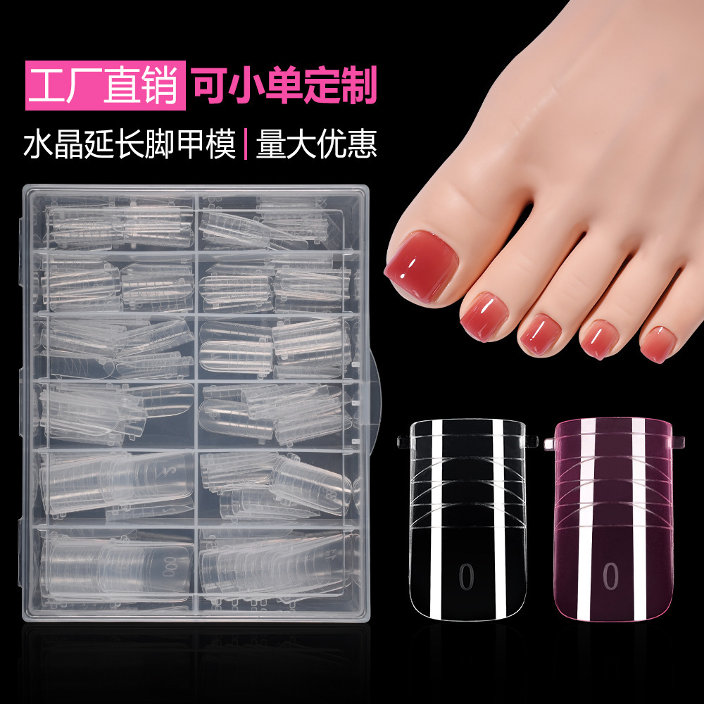 Cross-Border Toenail Manicure 120 Pieces Boxed Transparent Pink Wearable Toenail Crystal Extension Toenail Mold