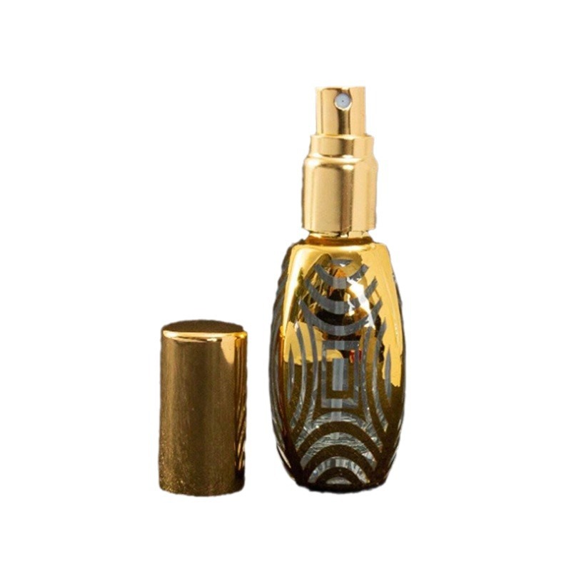 10ml botellas de perfume de oro lipa botellas de aerosol de vidrio botellas de cosméticos botellas de fragancia UV galvanizado botellas de fragancia al por mayor