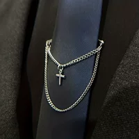 Новые мужские простые модные аксессуары для галстука с крестом, золотая и серебряная цепочка, держатель для галстука, аксессуар для галстука.