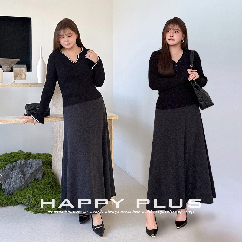 Ruiqi Plus Size Ruffle Aesthetic Draped A-Line Knitted Skirt 9407 Autumn/Winter Simple Lazy High-Waisted Skirt