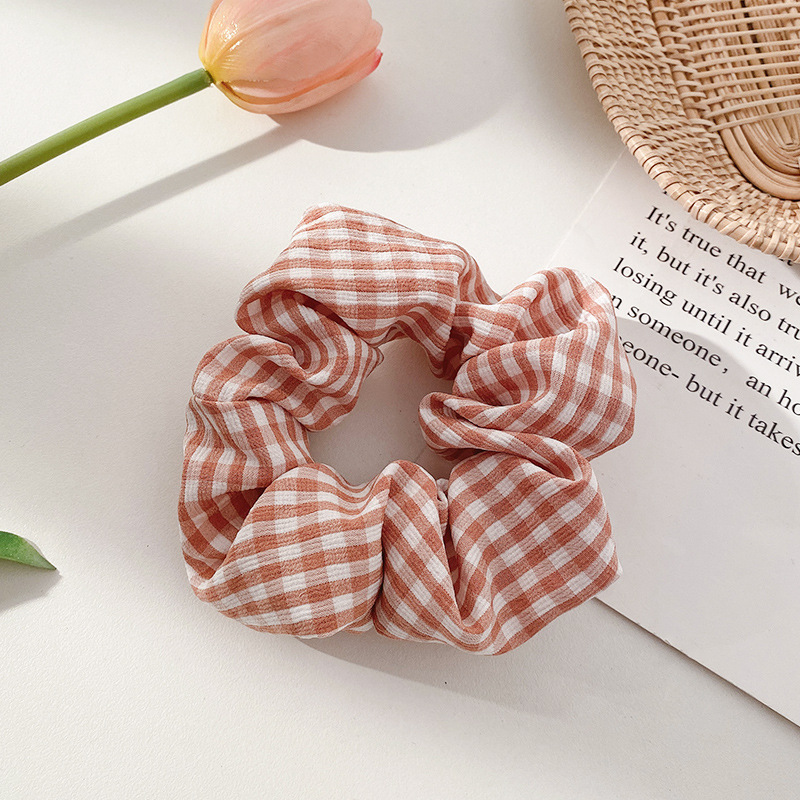 Pequeño, fresco y dulce, lazo para el cabello de intestino grueso, linda cuerda para el cabello a cuadros, atmósfera coreana, cuerda para el cabello, tocado de goma