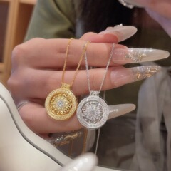 S925 スターリングシルバー回転八宝コンパスネックレス新しい中国風のペンダント誕生日プレゼントガールフレンド