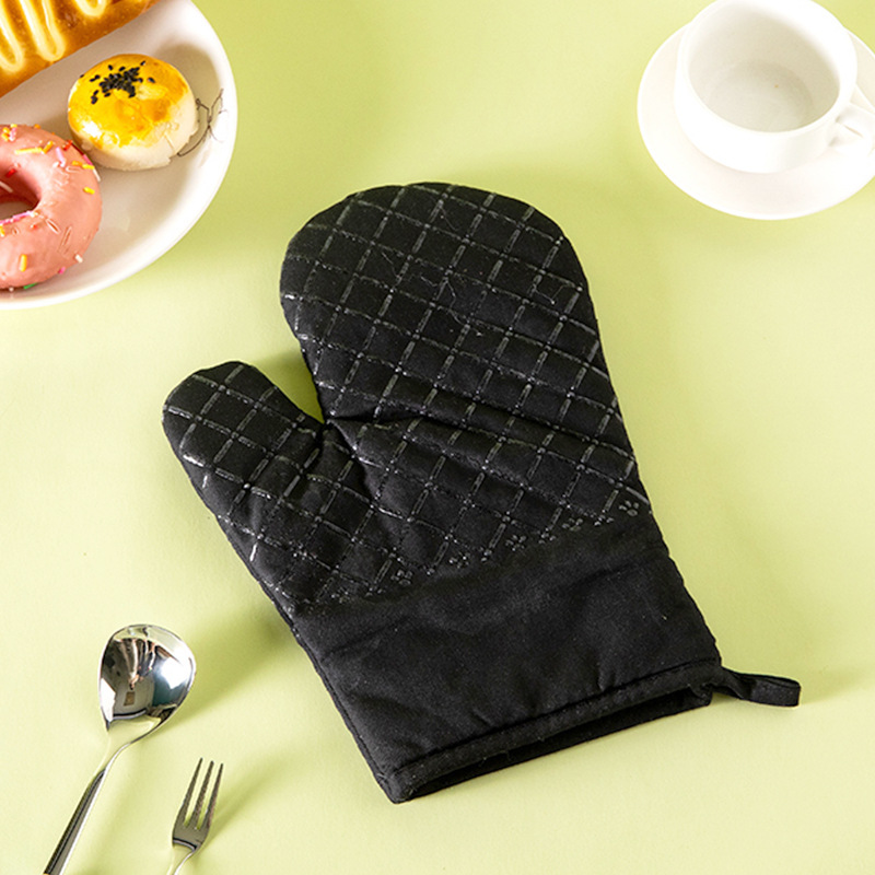 Guantes de aislamiento térmico de silicona de algodón engrosados alargados antideslizantes resistentes a altas temperaturas guantes de horno de microondas horno de cocción guantes antiquemaduras