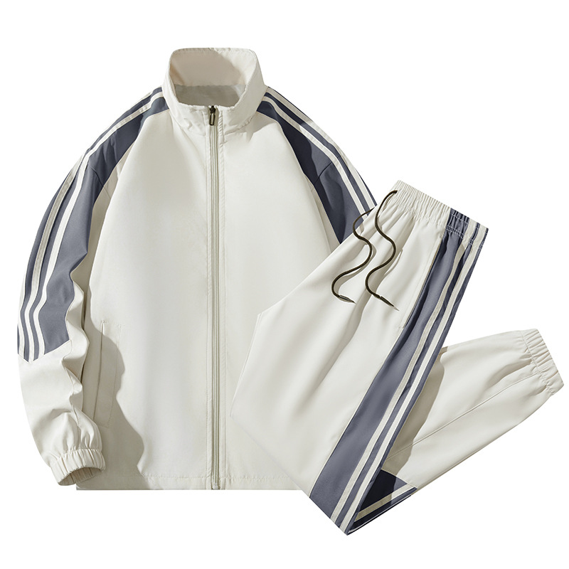 Primavera y otoño transfronterizos tres barras set de ropa deportiva para hombres chaqueta casual moda moda universal suelta personalizada dos piezas set