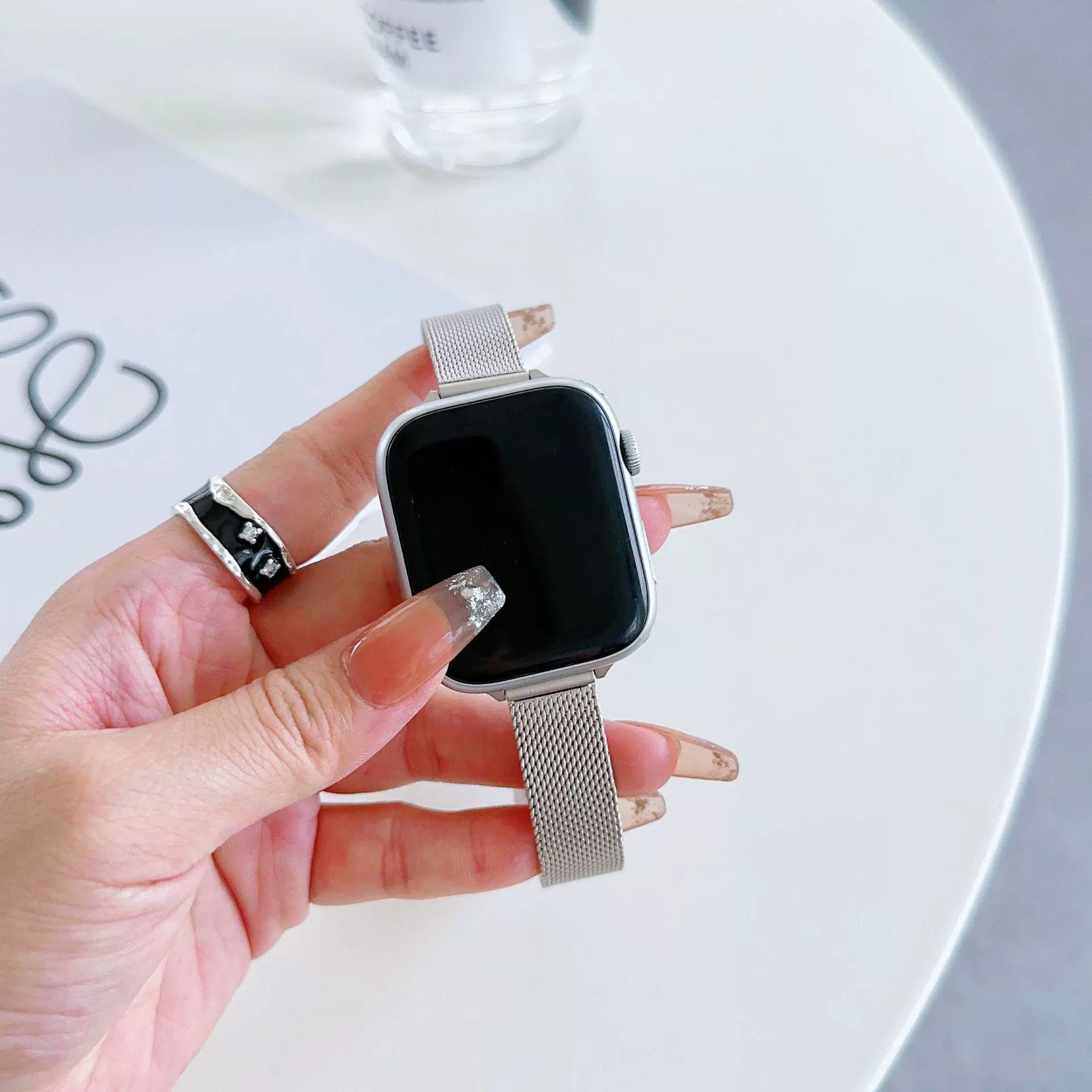 Ремешок для Apple Watch 9, металл из нержавеющей стали, тонкий женский