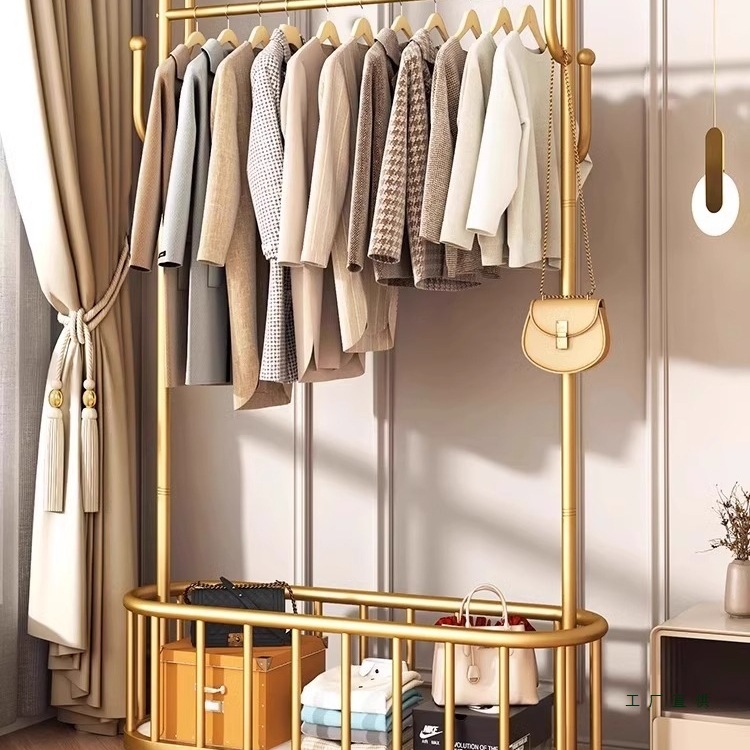 衣架落地卧室挂衣架可移动家用室内轻奢晾衣服架子简易衣帽架加粗