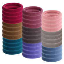 韩版色系4.3CM高弹力无接缝 毛巾发圈尼龙氨纶头绳中号高马尾皮筋