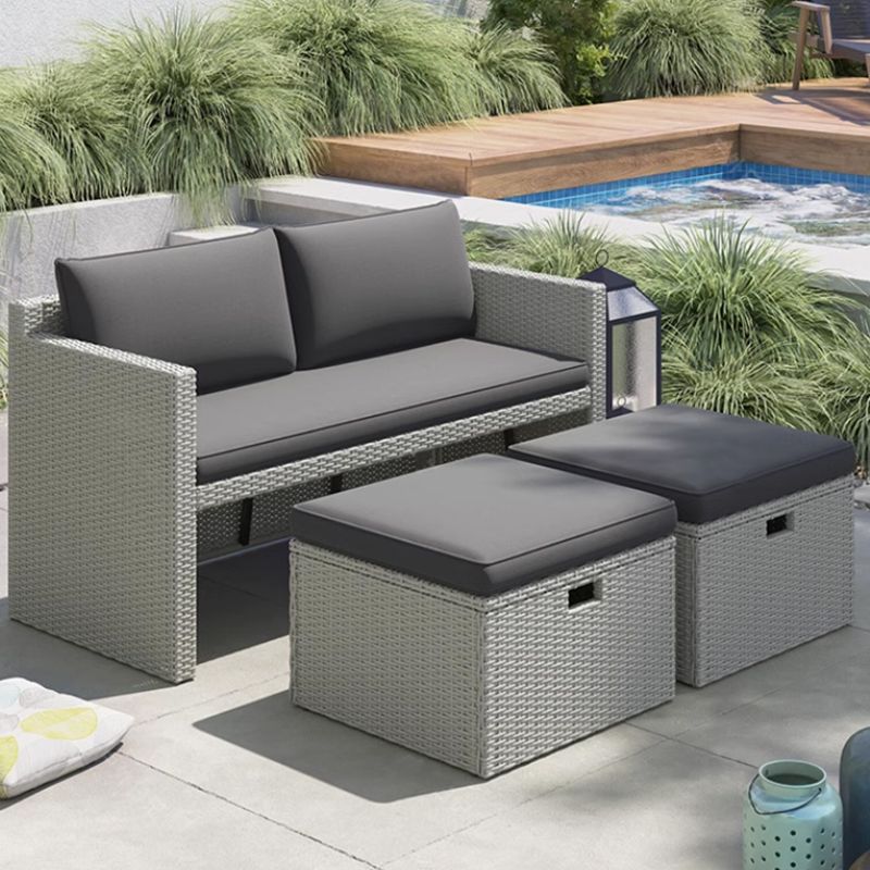 Sofá de caña de ocio al aire libre patio jardín fusionado almacenamiento mesa de caña tabla de piedra tabla de madera de plástico tabla al aire libre