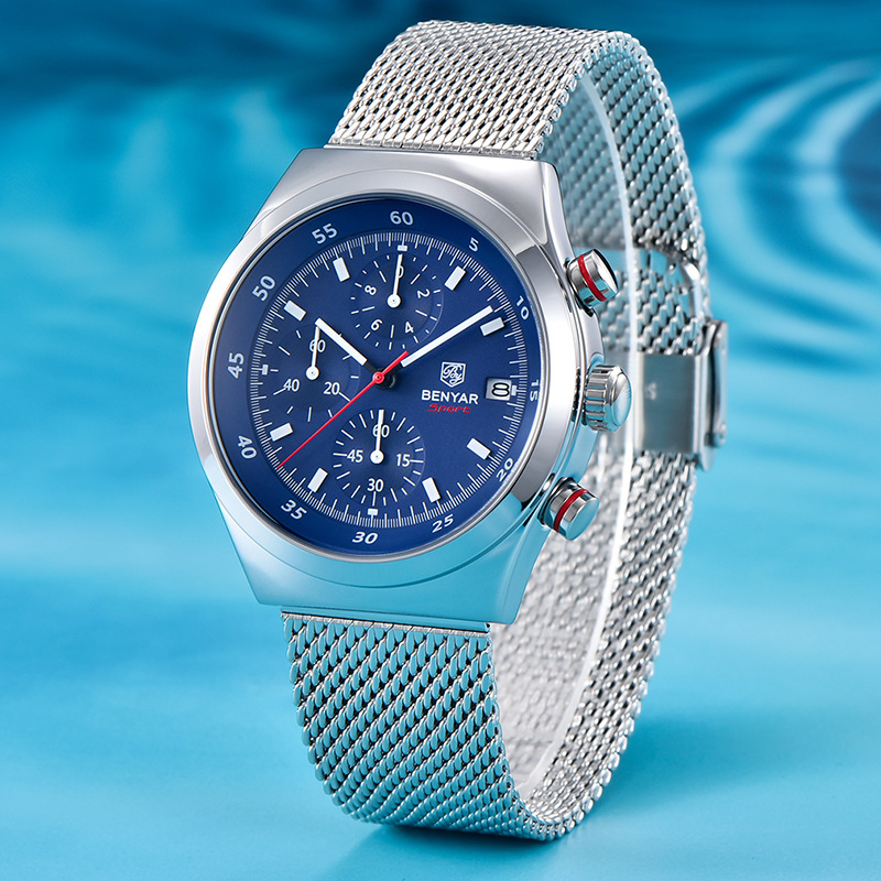 BENYAR Binya Reloj multifunción luminoso para hombre Impermeable Sport Cuarzo Reloj para hombre de seis agujas BY-5200