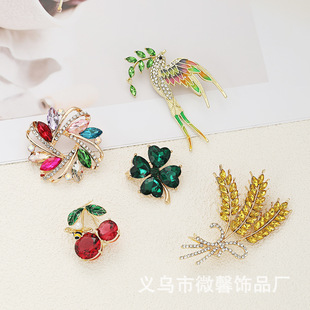 New Chinese Style Fashion Zircon Brooch Willow Branch Clothing Pin Suit Dress Cheongsam Accessories