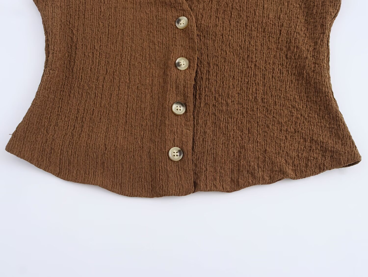 Conjunto informal de dos piezas con chaqueta, chaleco y pantalones rectos de cintura alta con textura para mujer