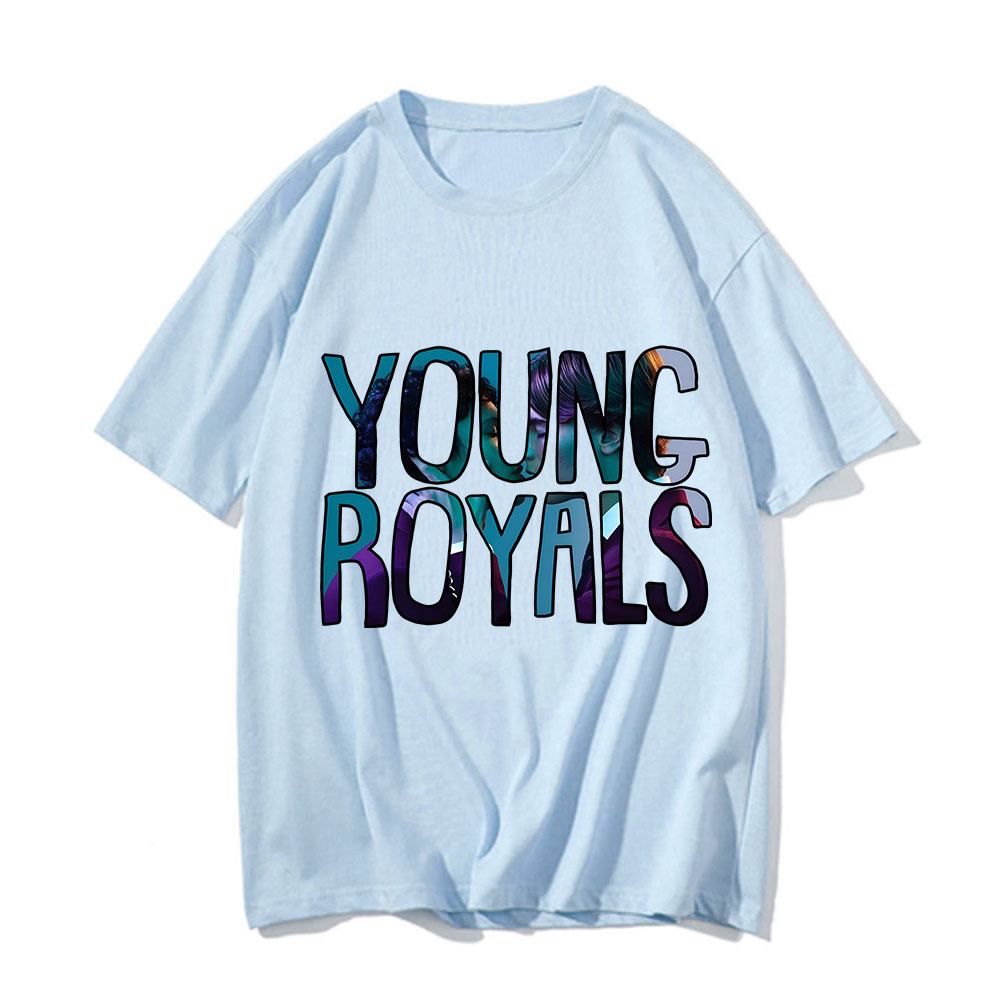 2024 New Young Royals Letter Printed T-Shirt Men's Retro Fashion
