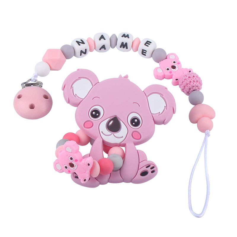 Kaola de dibujos animados de silicona de juguete dientes molienda cadena anti-gota Nuevo bebé suministros de silicona chupete cadena