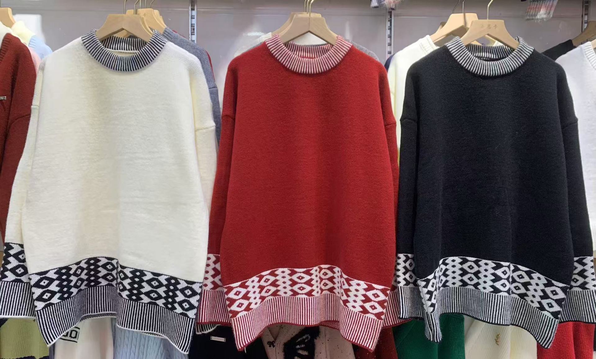 Retro Jacquard Knitted Sweater For Autumn And Winter Wear With Lazy Sweater Loose Top With Cap Set 13 Undefined