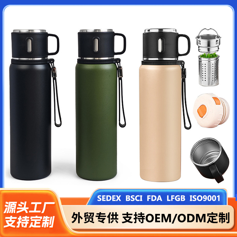 Cross-Border Wholesale 304 Stainless Steel Stew Teapot Large Capacity Office Portable Tea Cup Portable Handle Thermos Cup